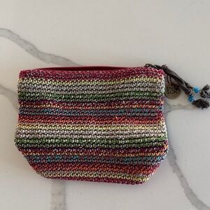 The Sak Multicolor Woven Zip Cosmetic Pouch Wallet Purse